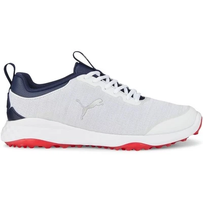 NEW Men's Puma Fusion Pro Golf Shoes White / Navy / Red - Pick Size & Width!