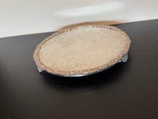 Vintage Antique Sheffield England Silver Plated Chased Round Trivet Plate Tray