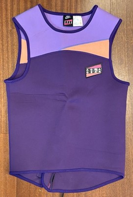 Nike Aqua Gear Wetsuit Vest Mens Medium Black Purple Zip Back Vintage Surf Retro