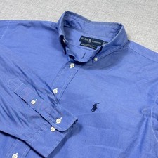 Ralph Lauren Button-Down Shirt Men Large Blue Long Sleeve Yarmouth Oxford