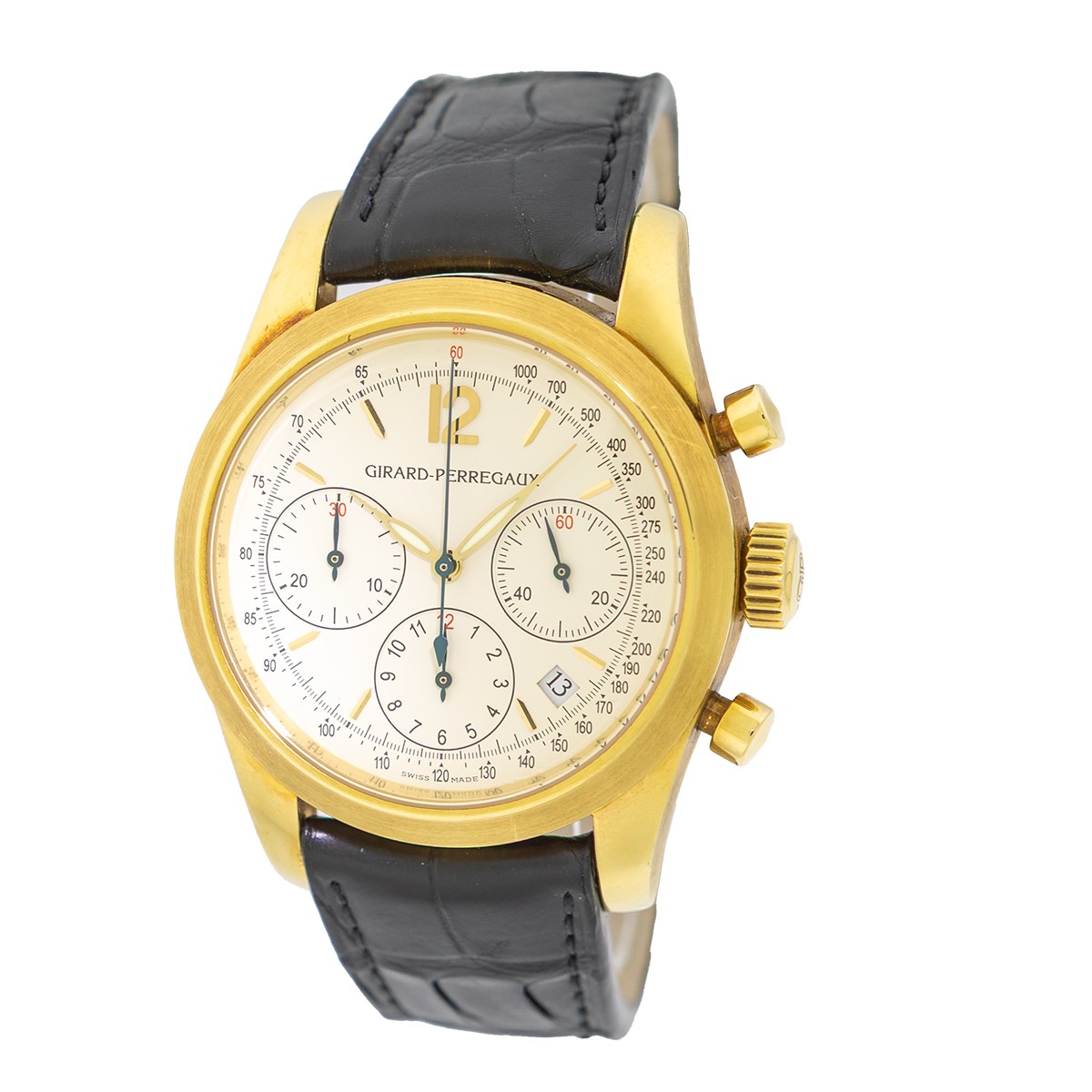 GIRARD PERREGAUX 18K Yellow Gold  Chronograph Strapwatch #4956 Box Warranty