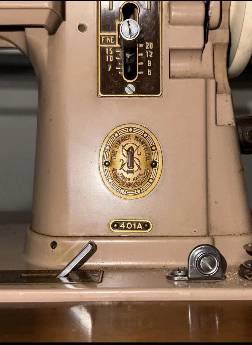1957 Singer 401A “Slant-O-Matic” Fold Up Sewing Machine And Mid