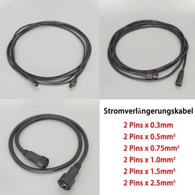 2 Pins Wasserdicht Male & Female Verlängerung Wire 0.5m-10m Außenkabelanschluss