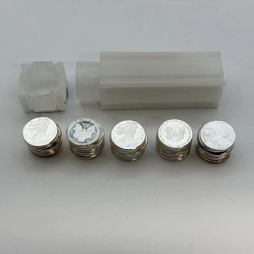 Full Tube of 50 count, 1/10 Oz 999 Fine Silver Round - Highland Mint ASE Eagle