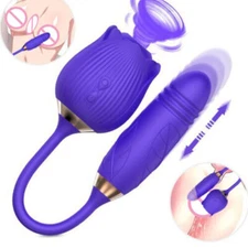 Rose Sucking Vibrator Thrusting Massager Women Rechargeable Toys use Lubricants