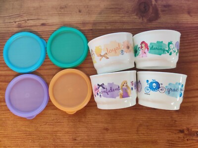 Tupperware Disney Princess Snack Cups Set of 4 Ariel Rapunzel Cinderella Beauty