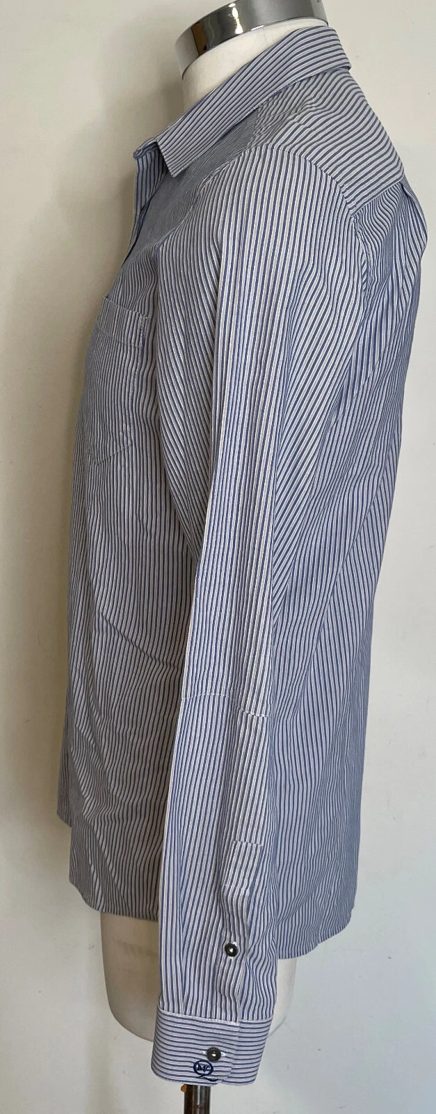 Camicia Alexander McQueen blu a righe cotone uomo IT 50 US L 40 LS con bottoni davanti