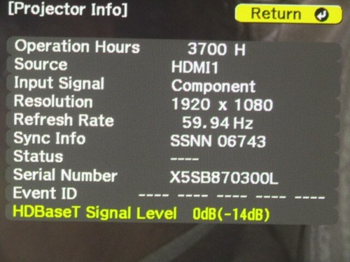 Epson PowerLite L510U 3LCD Laser Projector - For Parts or Repair - 3700 Hours - Picture 5 of 5