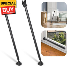 2 Pack Door Security Bar, Heavy Duty Sliding Patio Bar, Black Stoppers Adjustabl