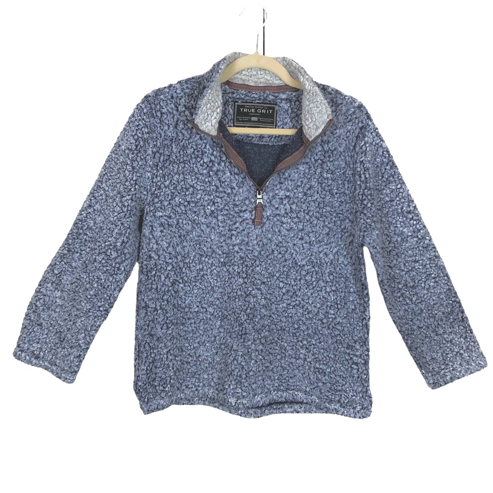 Chaqueta polar Sherpa True Grit para mujer 1/4 cremallera talla L vintage azul punta escarchada Foto 3 de 4