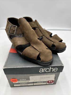 Arche Men's Leather Sandal EUR 41 8M Magneto Fisherman Suede Brown Latex France