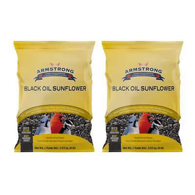 Armstrong Wild Bird Food Black Oil Sunflower Bird Seed, 8lbs (Pack of 2)