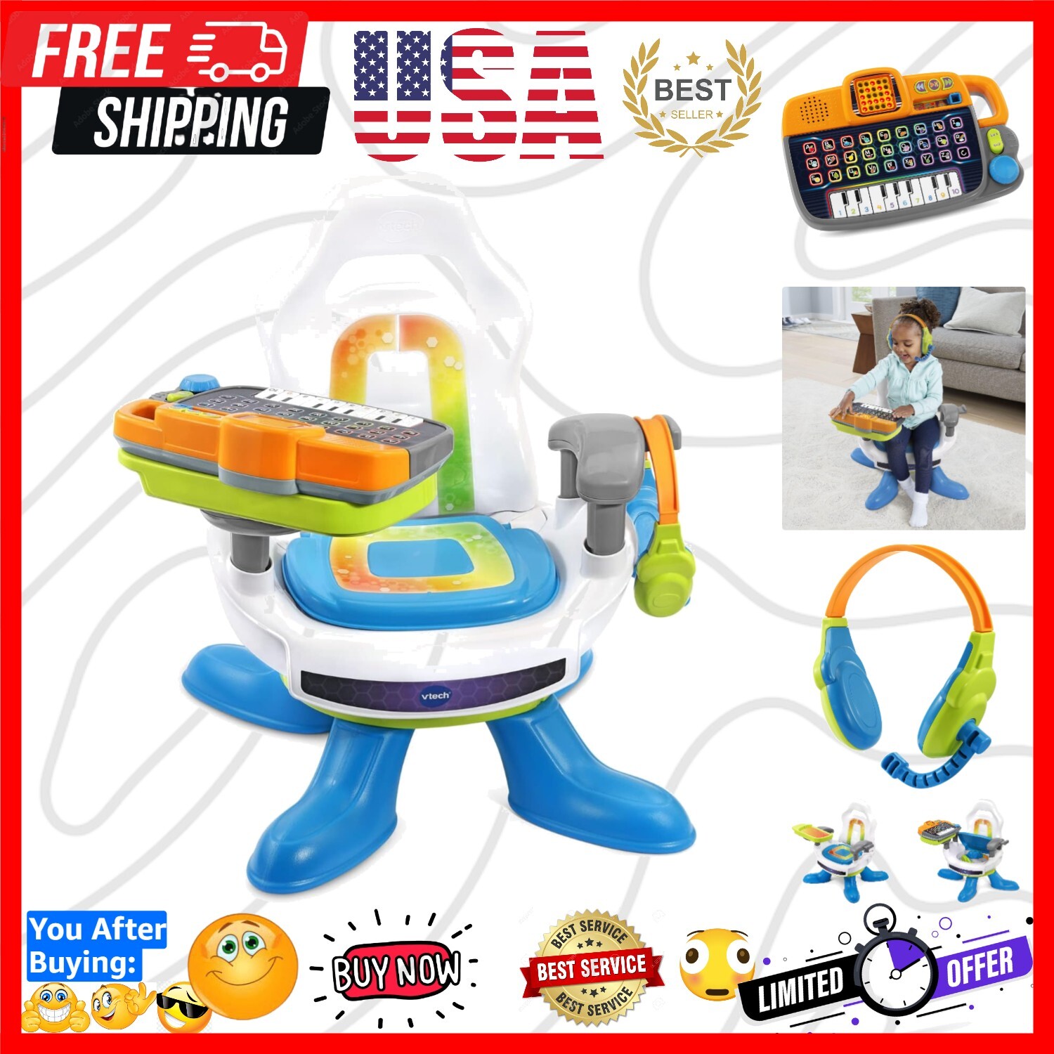 Level Up Gaming Chair for Toddlers with Removable Learning Tablet - 20.2 Inches