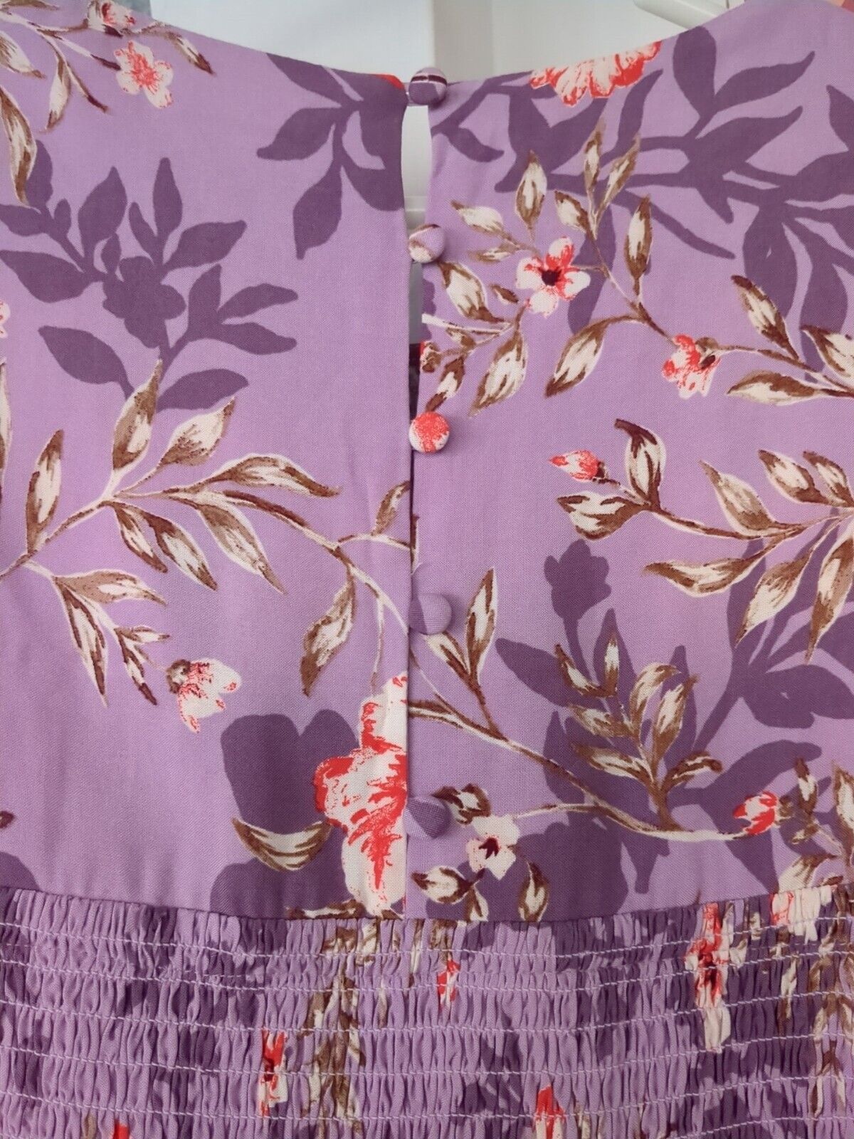 Torrid Purple Floral Midi Smocked Midi Dress Sz 2… - image 7