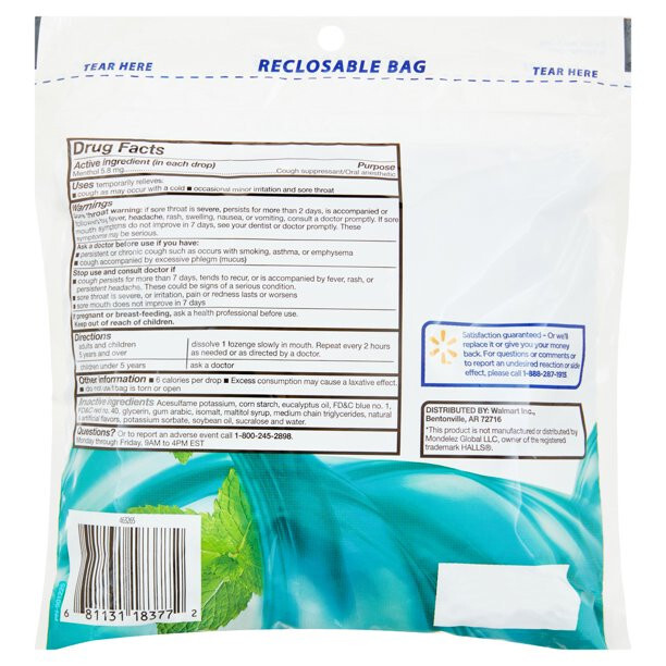 Equate SugarFree Menthol Cough Drops 70 Count eBay