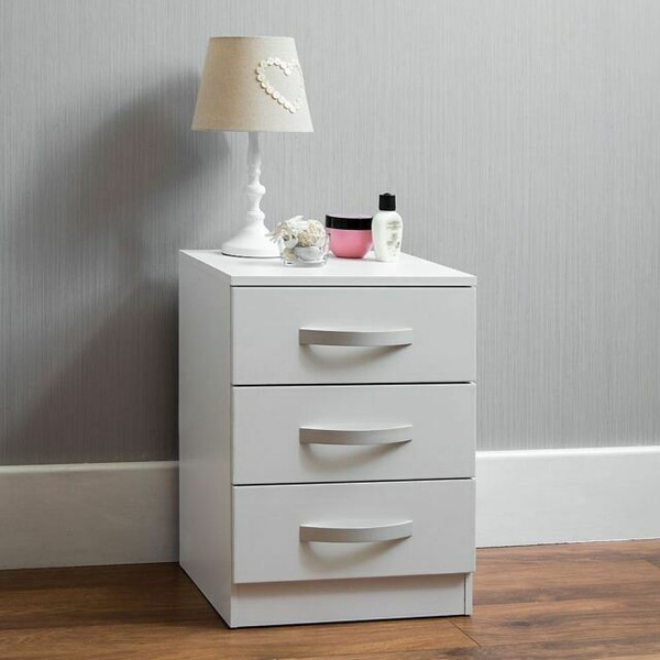 Movian High Gloss 3 Drawer Bedside White for sale online eBay
