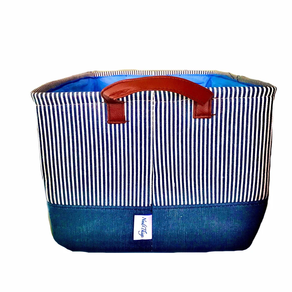 Decorative Basket Fabric Storage Bin Organizer With Handles, 16”x 8.5”x11.5” - Image 2 of 4