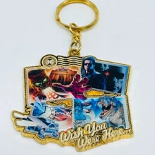 UNIVERSAL STUDIOS HOLLYWOOD 4 Attraction Keychain Delorean Terminator Jurassic