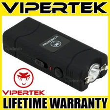 VIPERTEK Stun Gun Micro Mini BLACK VTS-881 Rechargeable LED Flashlight