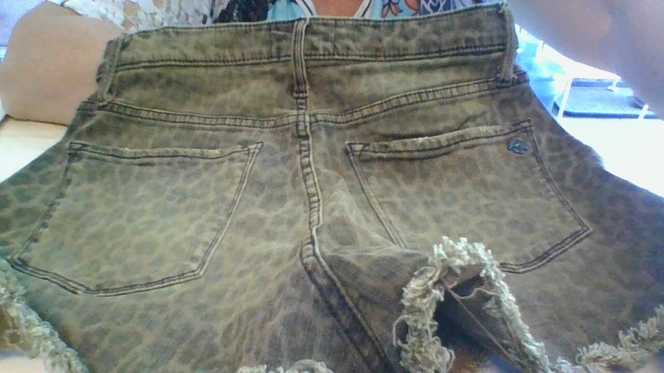 Orquídea Negra Talla 27 COLOR DIVERTIDO Leopardo Verde Distress Borde Crudo LISTO PARA 2 USAR VERANO Foto 4 de 4