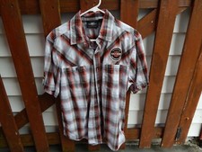 Harley Davidson Mens Button Shirt PLAID GARAGE Mechanic Shirt Large GENUINE
