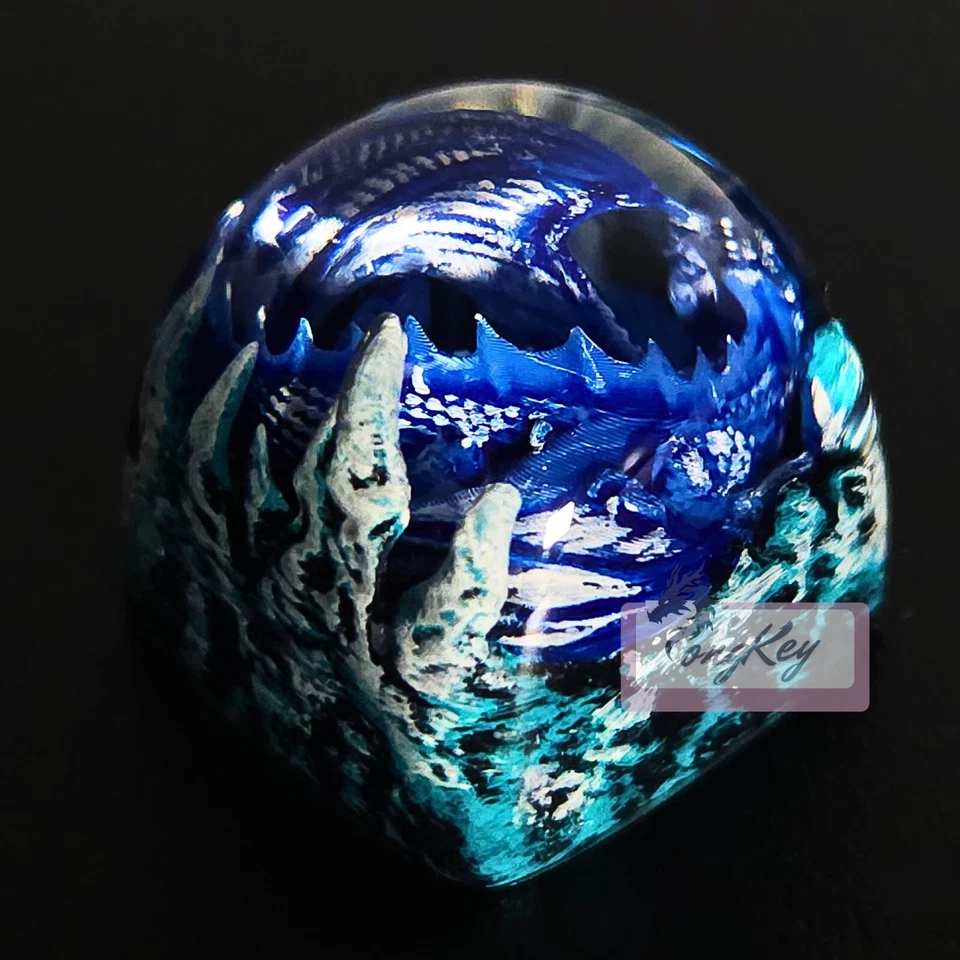 Sleeping Azure Dragon - Handpainted Artisan Resin Keycap for Mechanical Keyboard - Image 3 of 4