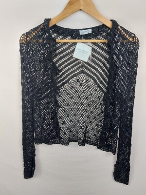 Debenhams Damen-Top *neu* schwarz Netzstil Größe 10 (031-44)