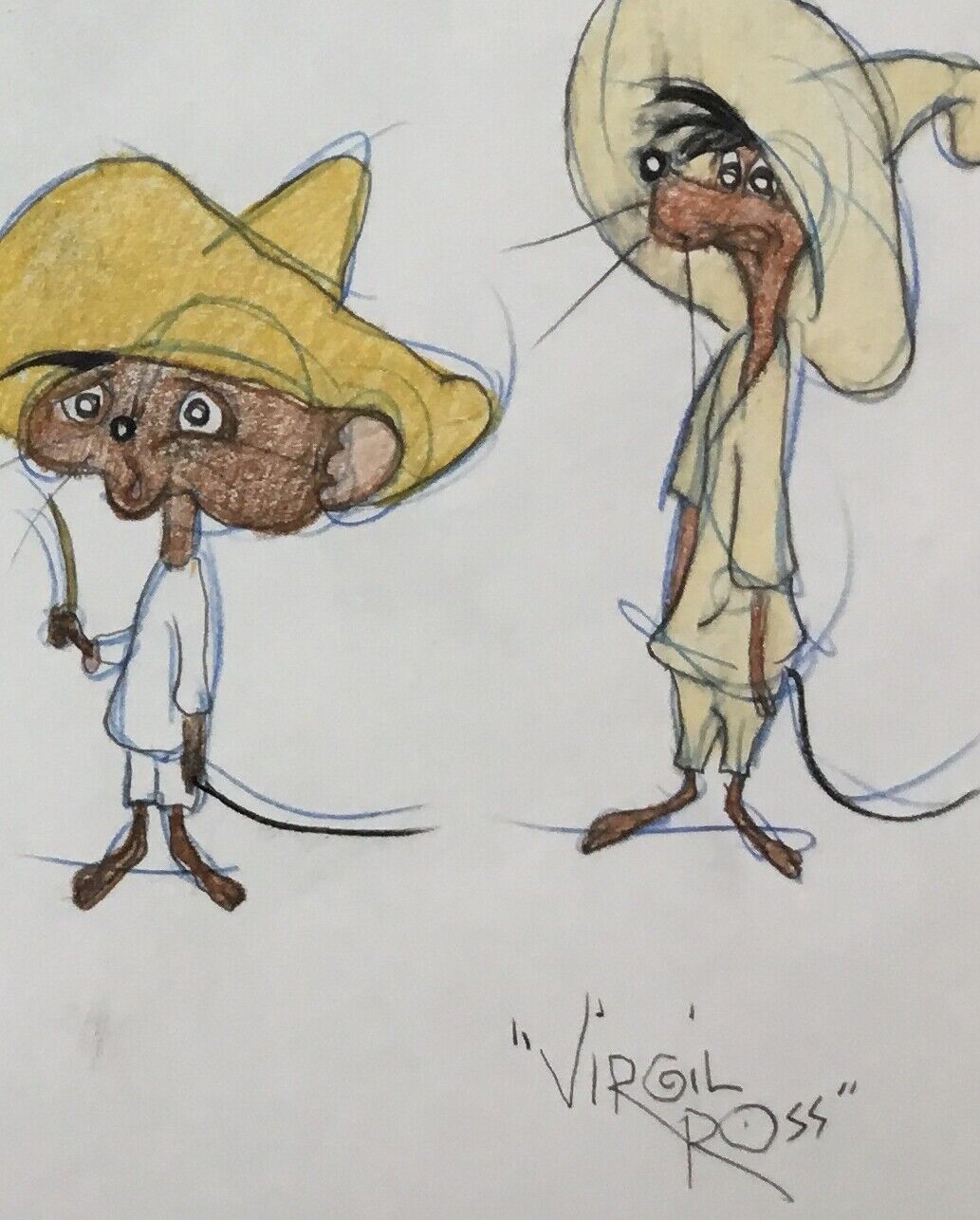 Speedy Gonzales original color model drawing by Virgil Ross