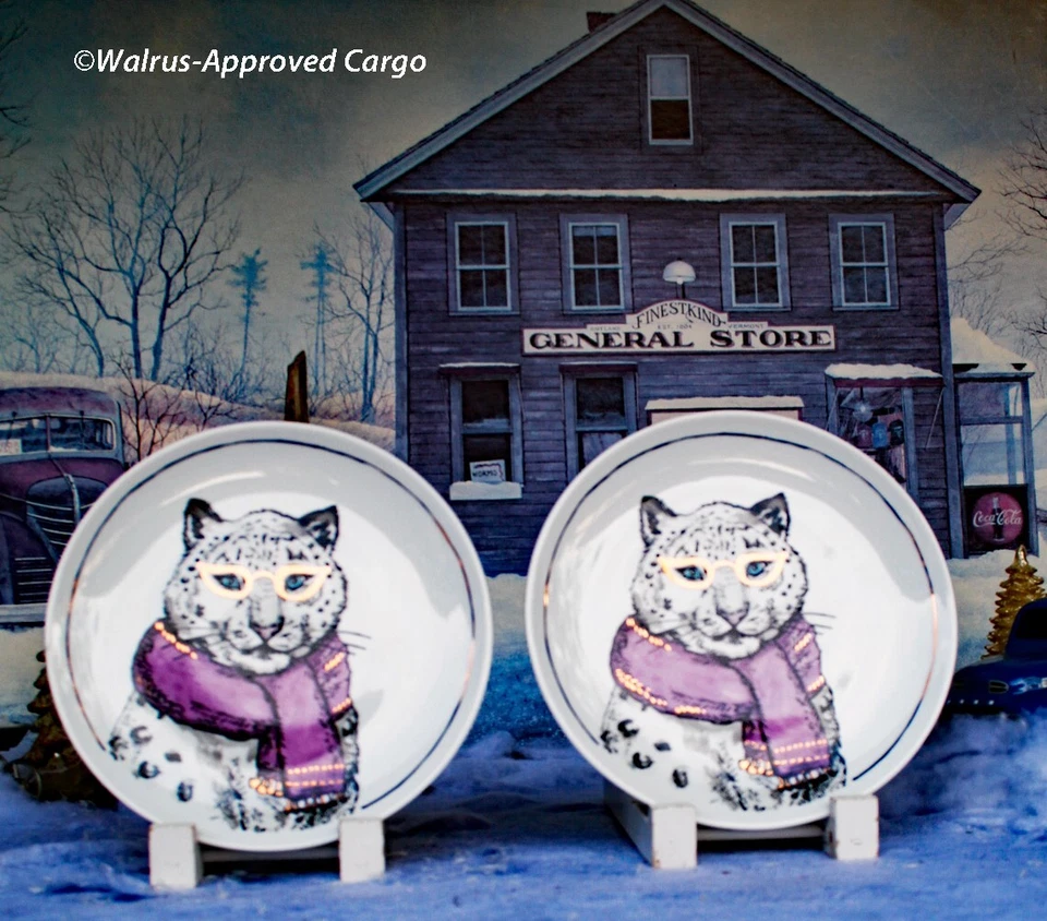 PLATOS DE LEOPARDO DE LA BODEGA (2) -NUEVO- NADA RUGE "¡CHIC!" COMO DOS GATOS SWINGIN' Foto 4 de 4