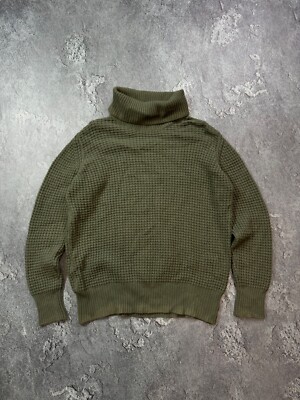 RARE Prada Vintage Archive Hard Knit Sweater High Neck Khaki Green  