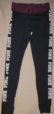 NWT Victoria's Secret Pink X-Small Logo Campus Legging Black/Maroon BRAND NEW 