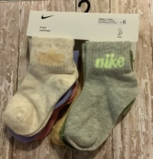 Nike Toddler 6 Pk Multi Color Ankle Cotton Cushion Swoosh Logo Socks Size 2-4