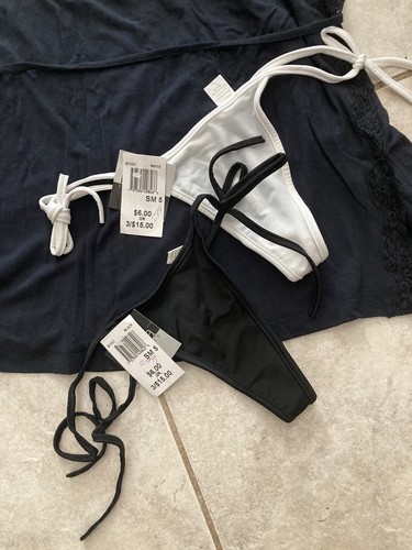 S Alfani Cami Sleep Top black 2 Biatta G-String Tie Side Thong White Black sz S - Picture 3 of 9