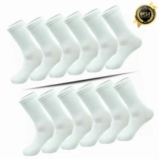Women 3-12 Pairs Solid White Casual Classic Fashion Cotton Crew Socks Size 9-11