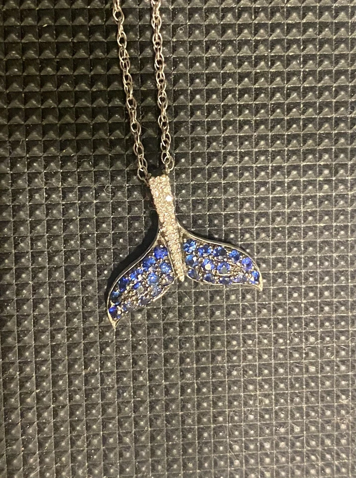 Collar/colgante cola de ballenas azules diamante 14k Foto 3 de 3
