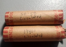 2 Rolls of Wheat Cents (1940s & 1950s) Circulated Condition *714*