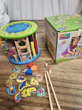 10 In 1 Multifunctional Activity Cube Maze counting Sorting Fishing Gears And...