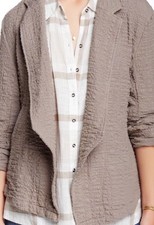 NWT Free People Slouchy Textured Jacket M Taupe Cotton Belted Woven