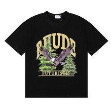 RHUDE Men Women High Quality Eagle Letter Cotton Short Sleeve POLO T-Shirt S-2XL