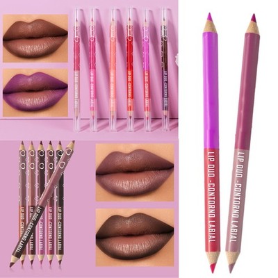 Women 6Pcs Lip Contour Pencil Double-ended Dual-color Sharpenable Lip Liner Set