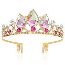 Girls Rapunzel Crown, Princess Tiara Headband, Multicolored Crowns for Birthday