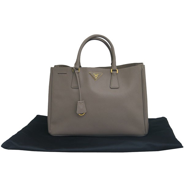 Prada Saffiano Lux Argilla Triangle Logo Tote Bag BN1844 in Gold