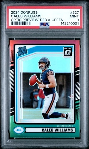 2024 PANINI DONRUSS OPTIC PREVIEW-RED & GREEN #327 CALEB WILLIAMS RC PSA 9