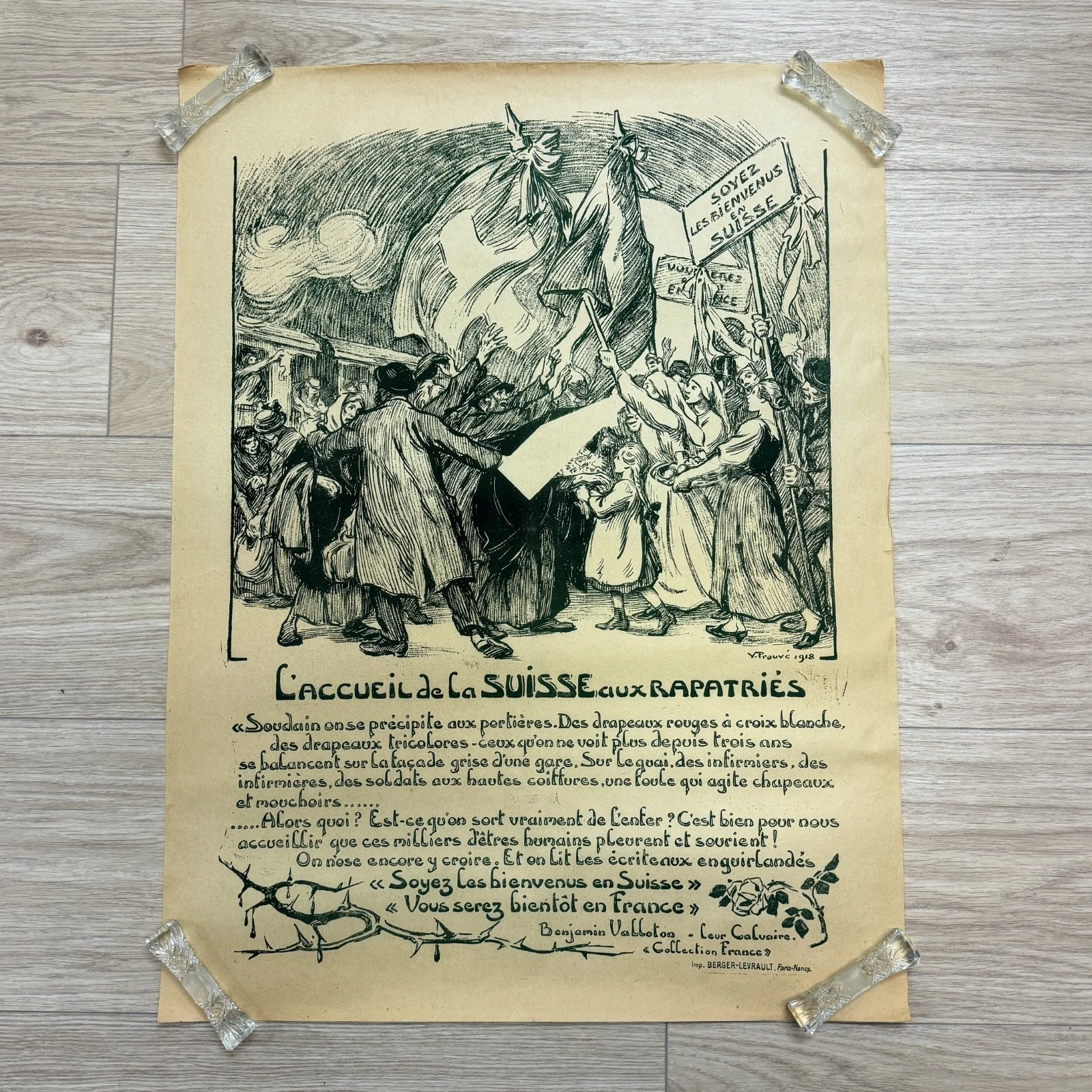 Affiche Victor Prouvé Accueil Suisse Rapatriés 1918 WW1
