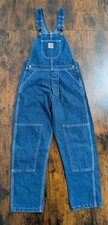 Vintage Carhartt Bib Overalls Kids 6X/7 Blue Denim Jeans Double Knee Y2K