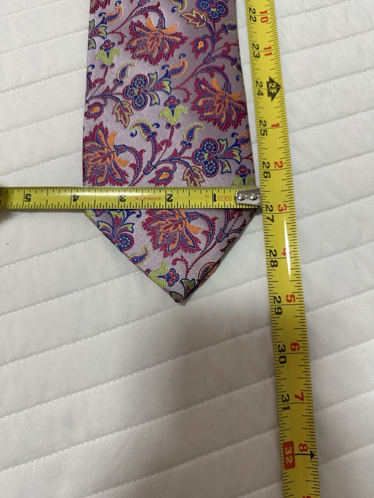 ETRO Pink Purple Orange & Lime Green Paisley Flower Print Silk Neck Tie Mint!