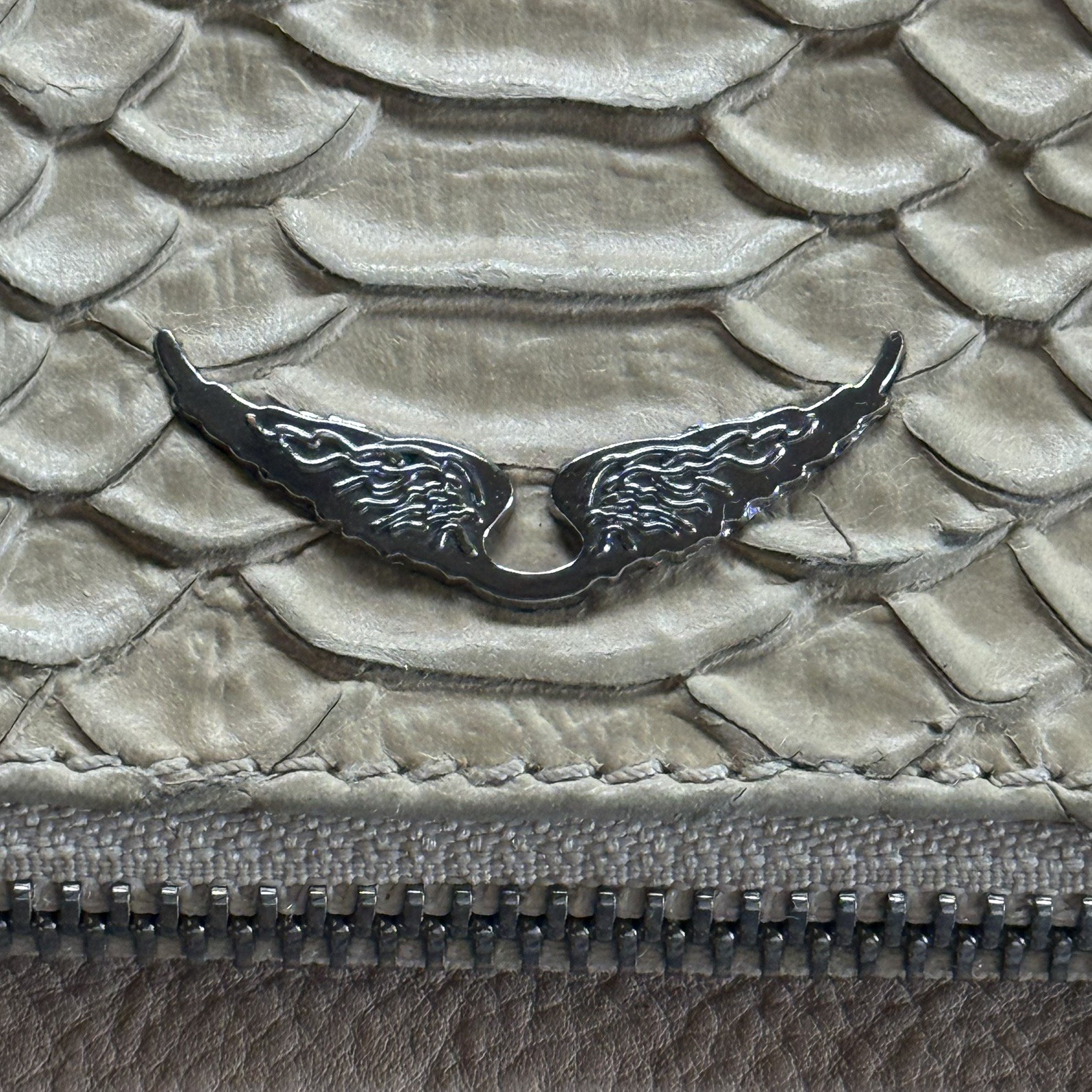 Zadig & Voltaire Rock Savage Flash Embossed Leather Clutch Python Magnetic 10x5” — image 11