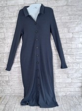 Madewell Ribbed Maxi Dress Womens Medium Blue Button Front Coastal Preppy Travel