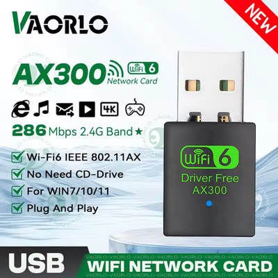 USB WLAN Adapter 300Mbps USB WLAN Stick WiFi 6 802.11ax Mini Dongle Win 7/10/11