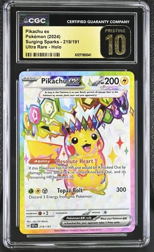 Pokémon English Pikachu ex 219/191 2024 Surging Sparks - SSP CGC 10 not PSA